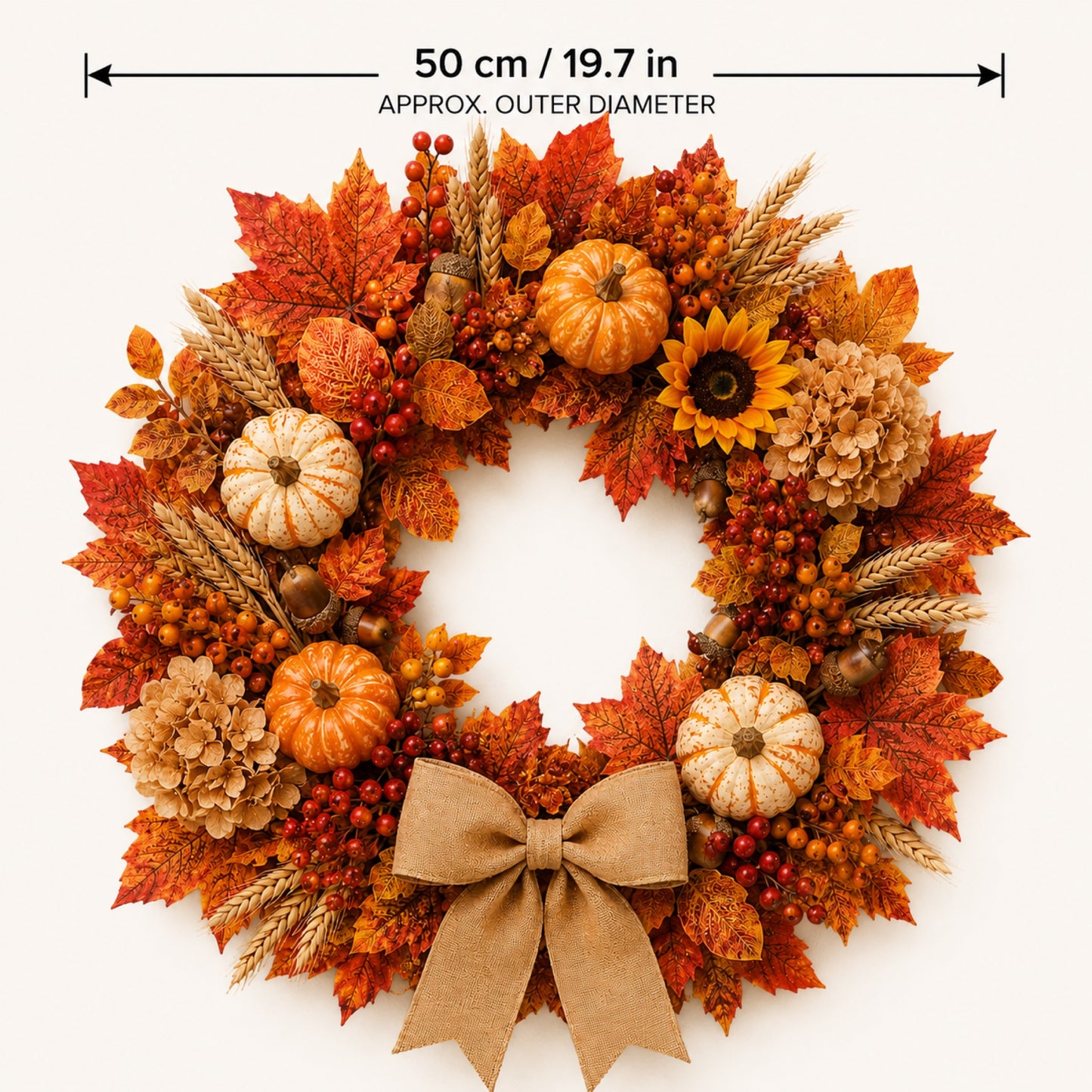 Artificial Autumn Harvest Pumpkin Wreath — view 4
