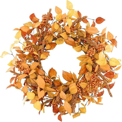 Artificial Eucalyptus & Sorghum Fall Wreath product