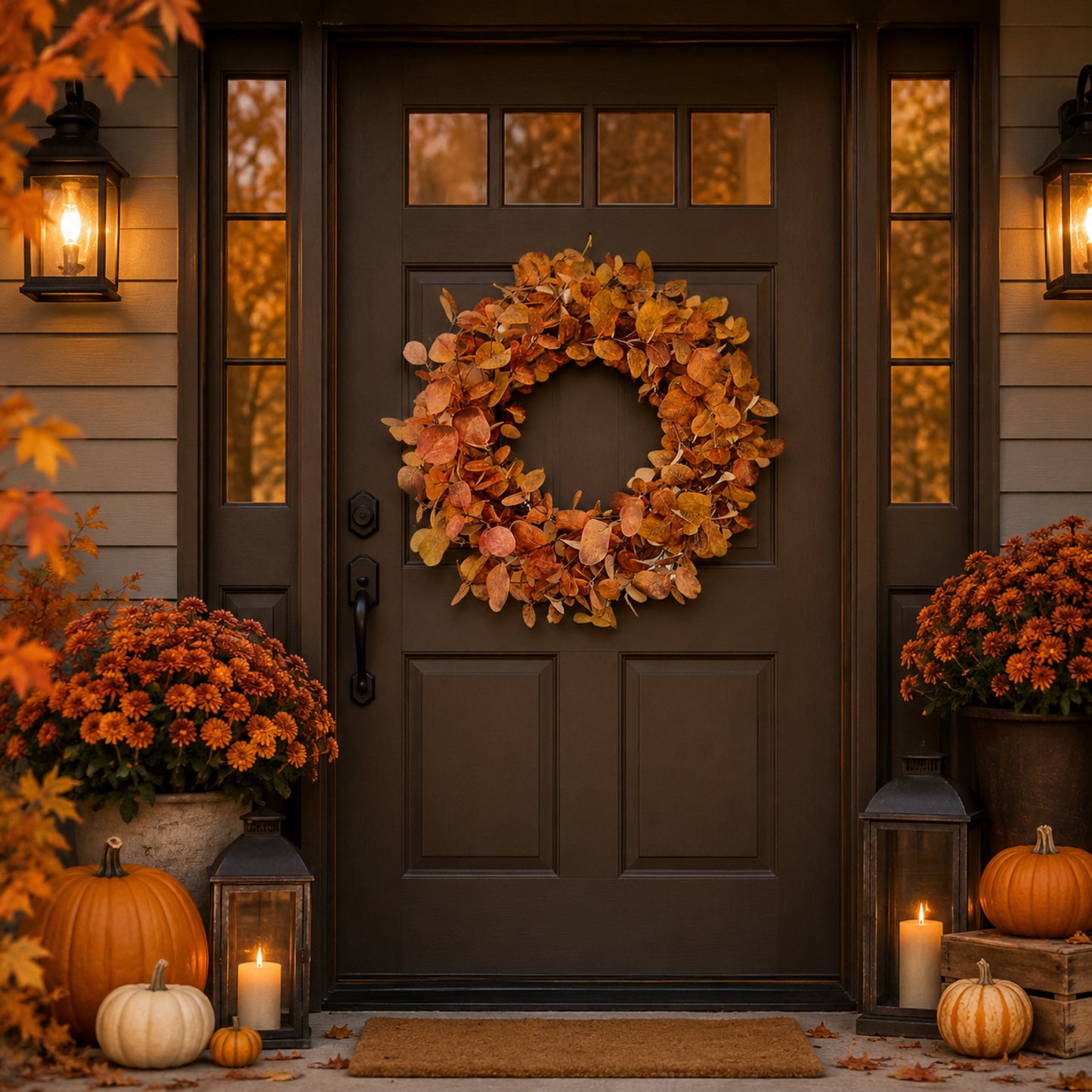 Artificial Autumn Eucalyptus Wreath — view 3
