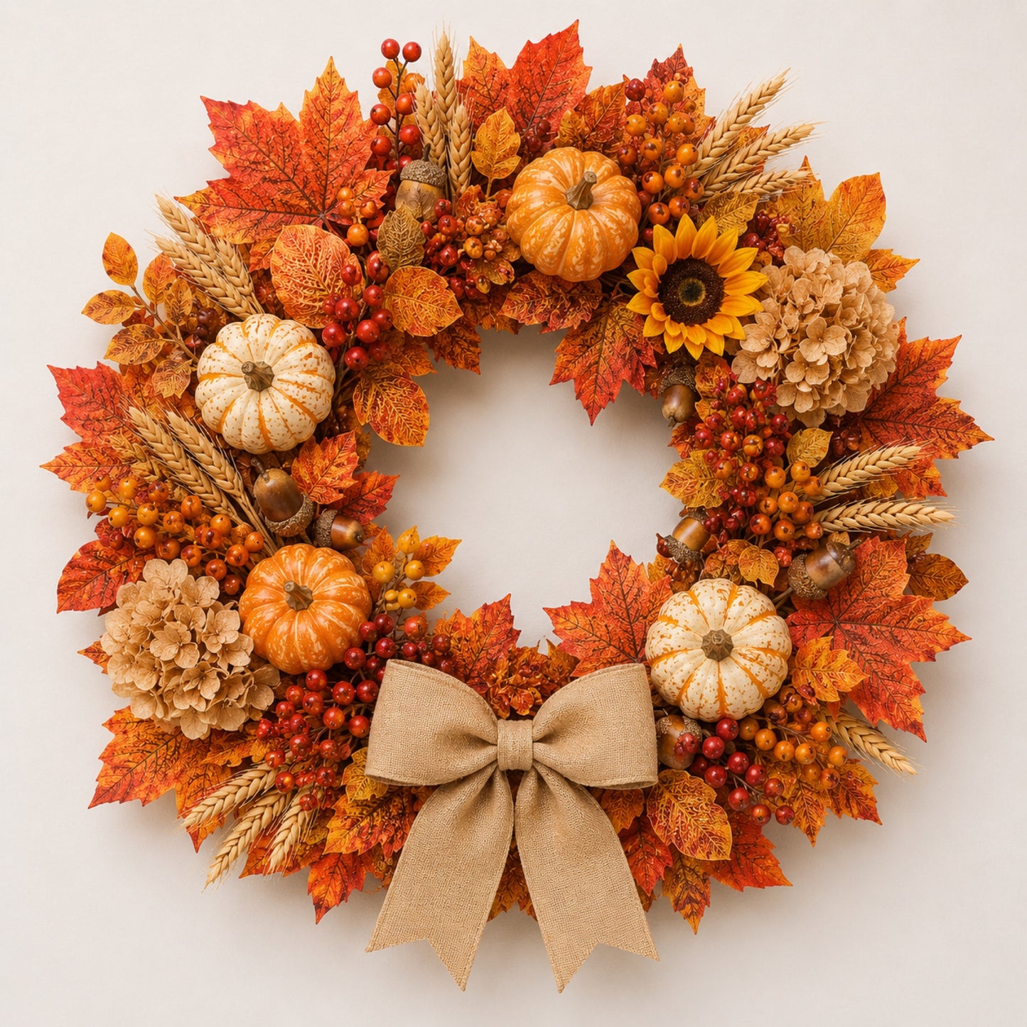 Artificial Autumn Harvest Pumpkin Wreath — view 1