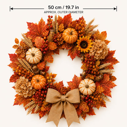 Artificial Autumn Harvest Pumpkin Wreath — view 4