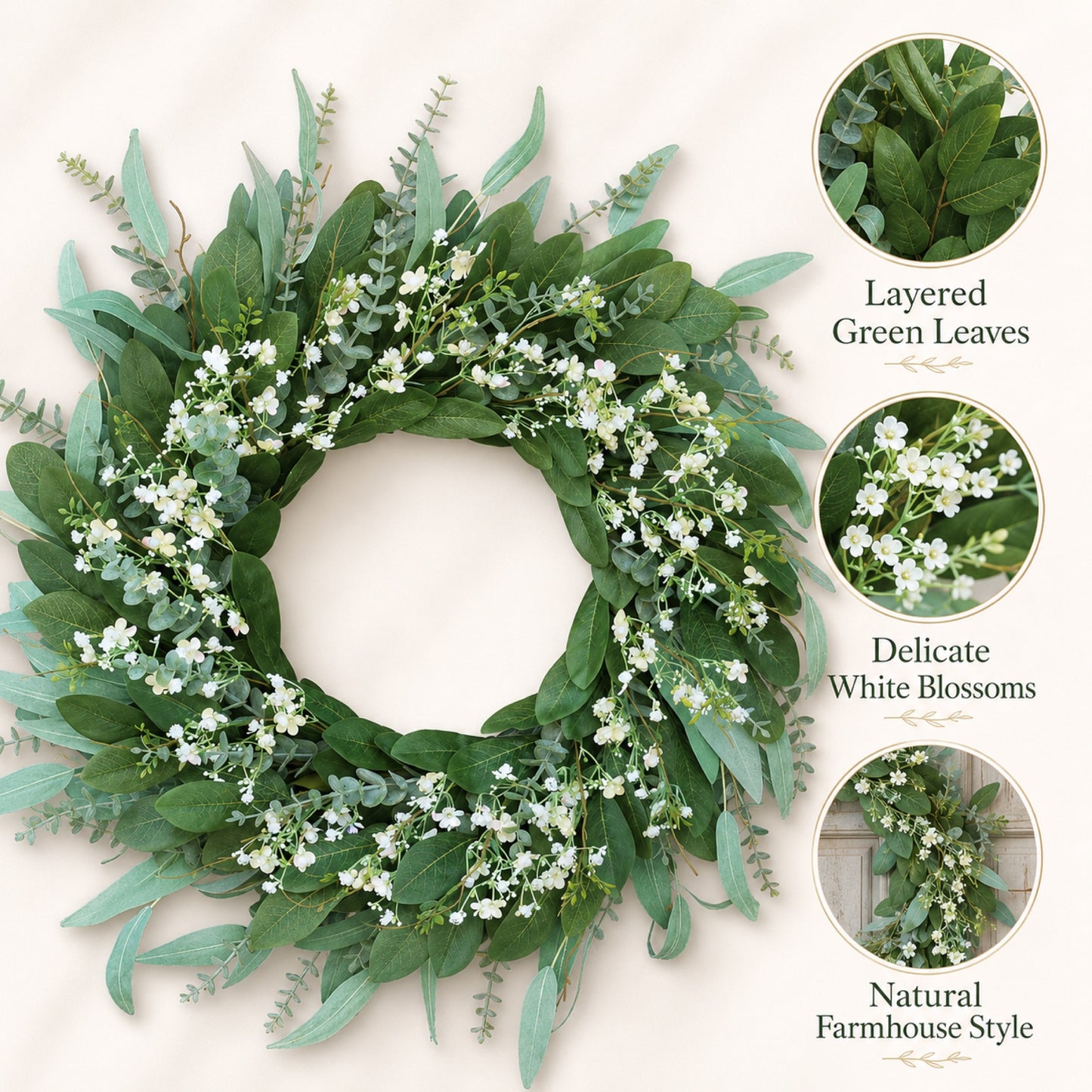 Artificial Babys Breath Wreath — view 3