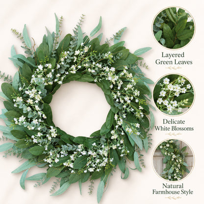 Artificial Babys Breath Wreath — view 3