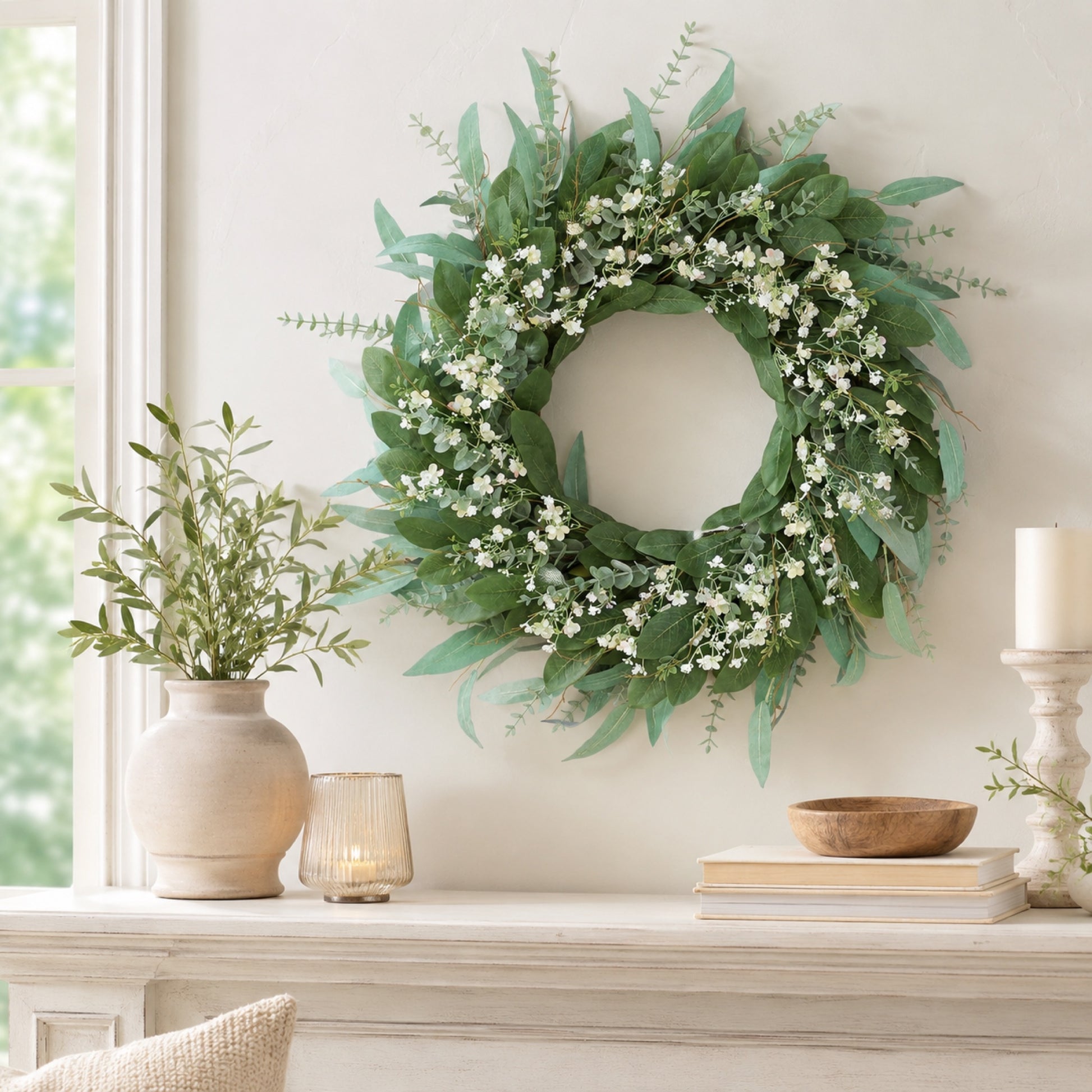 Artificial Babys Breath Wreath — view 5