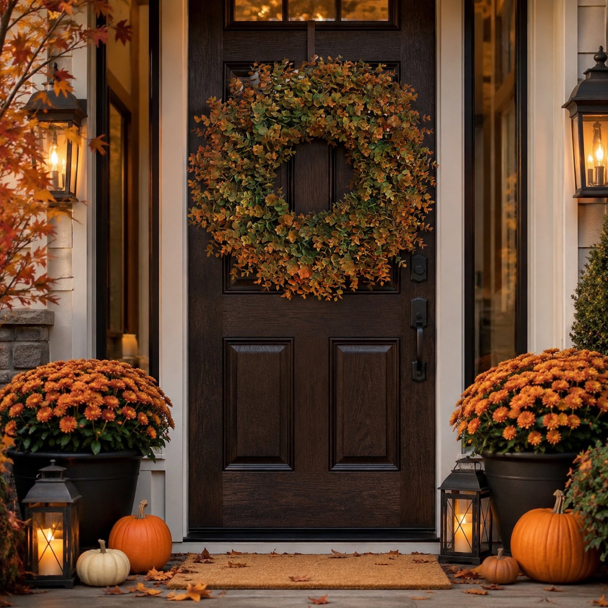Artificial Boxwood Autumn Wreath — view 2