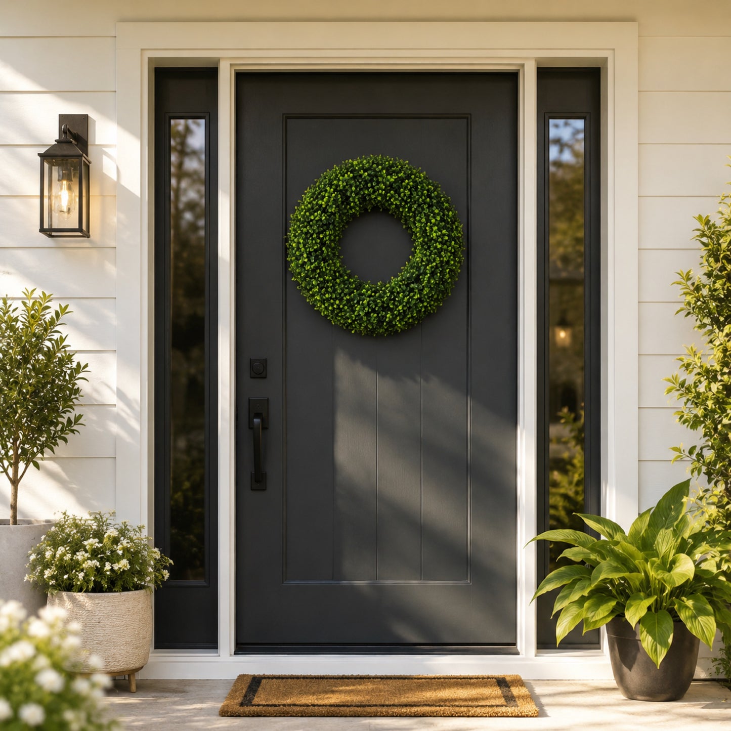 Artificial Boxwood Eucalyptus Wreath — view 2
