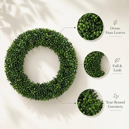 Artificial Boxwood Eucalyptus Wreath — view 3