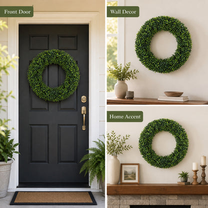 Artificial Boxwood Eucalyptus Wreath — view 5