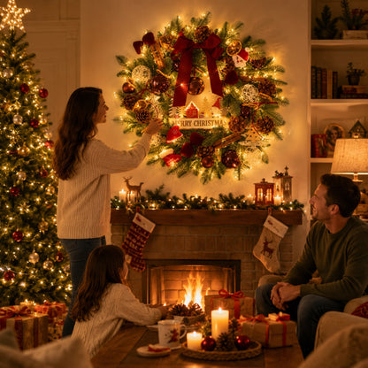 Artificial Burgundy Bell Cinnamon Christmas Wreath — view 3
