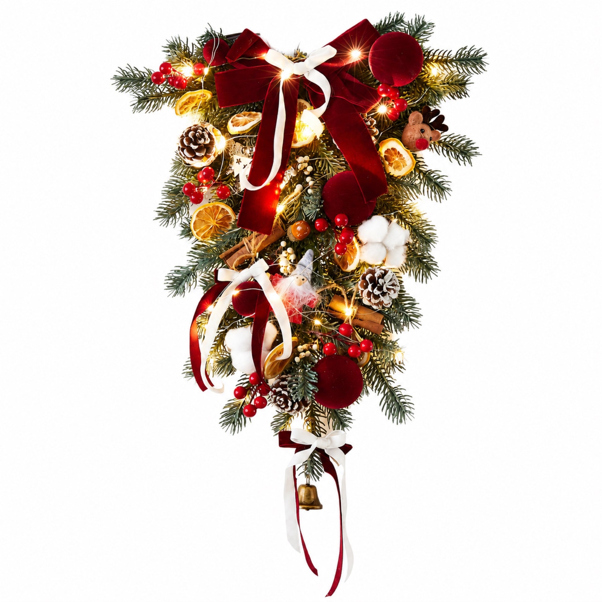 Artificial Burgundy Hanging Christmas Swag — view 1