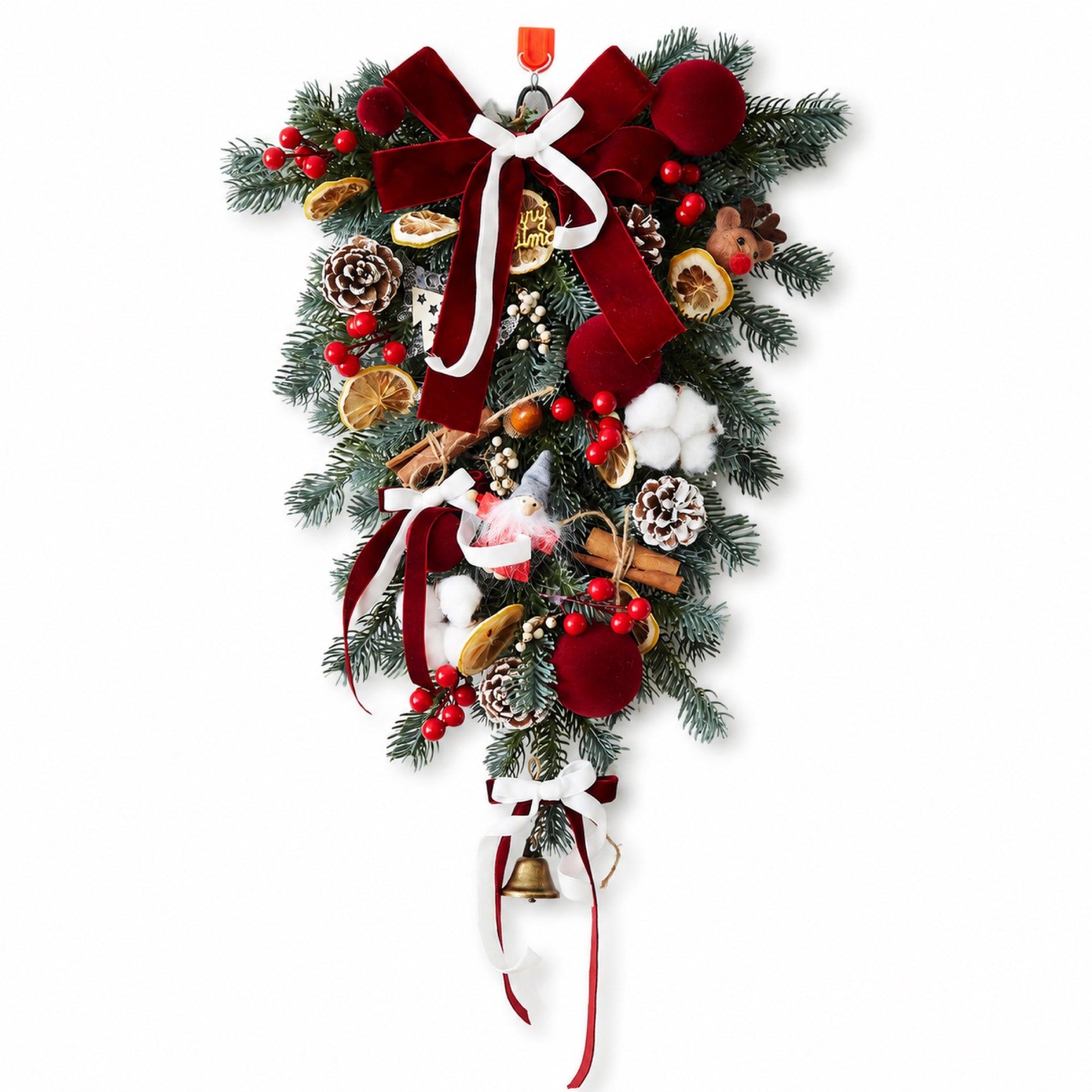 Artificial Burgundy Hanging Christmas Swag — view 2