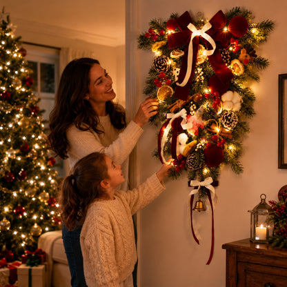 Artificial Burgundy Hanging Christmas Swag — view 4