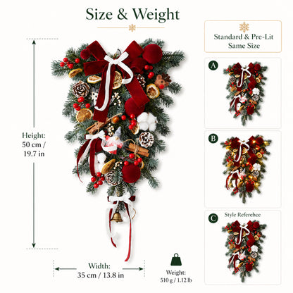 Artificial Burgundy Hanging Christmas Swag — view 6