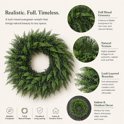 Artificial Cedar Cypress Christmas Wreath — view 2