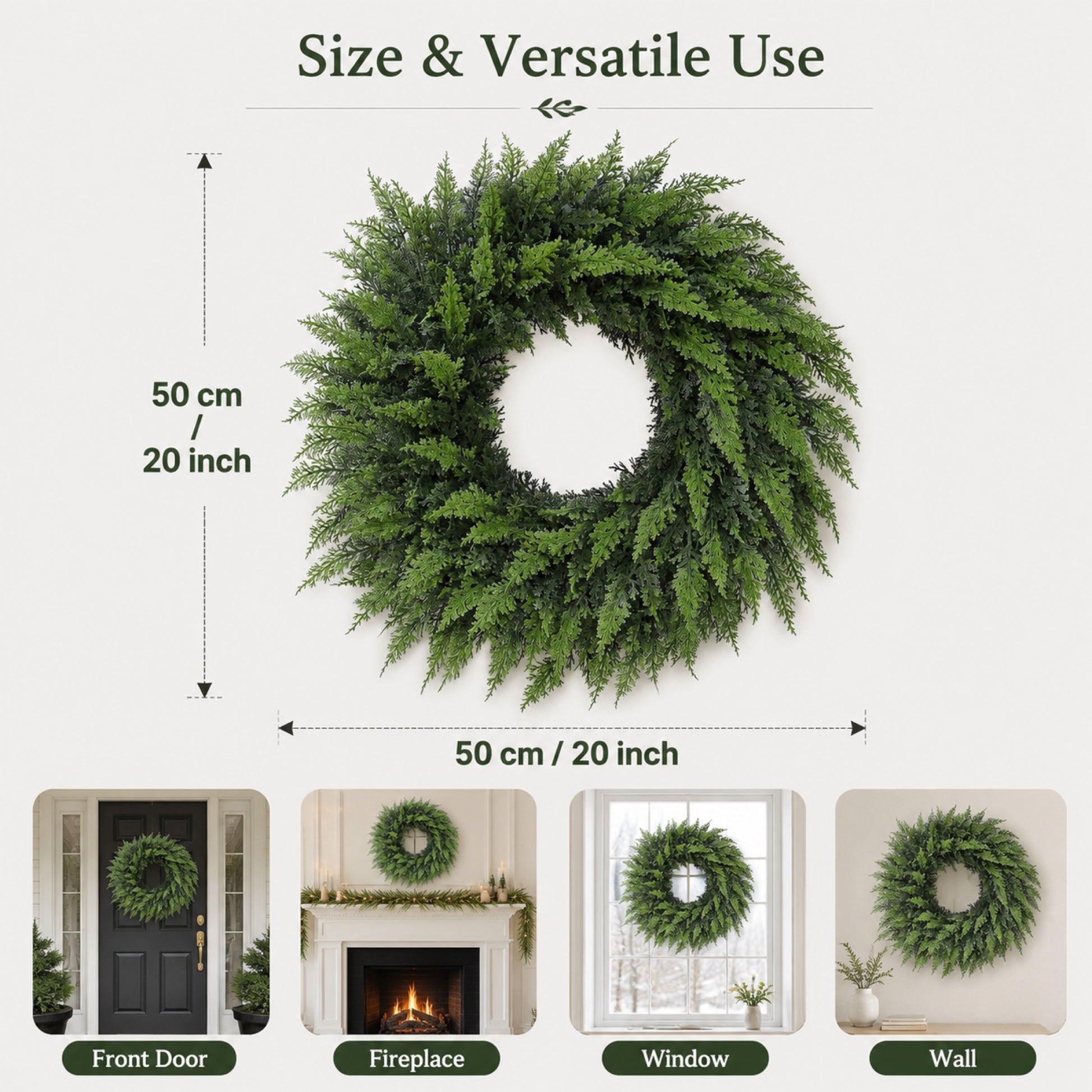 Artificial Cedar Cypress Christmas Wreath — view 4