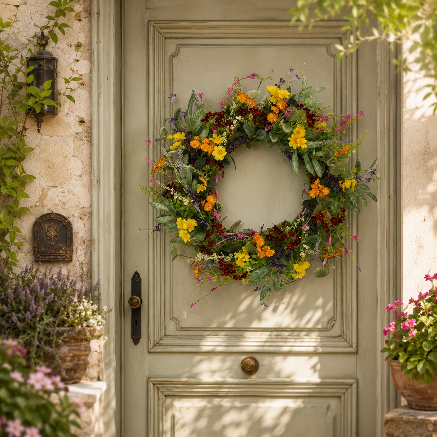 Artificial Daisy Front Door Wreath — view 4