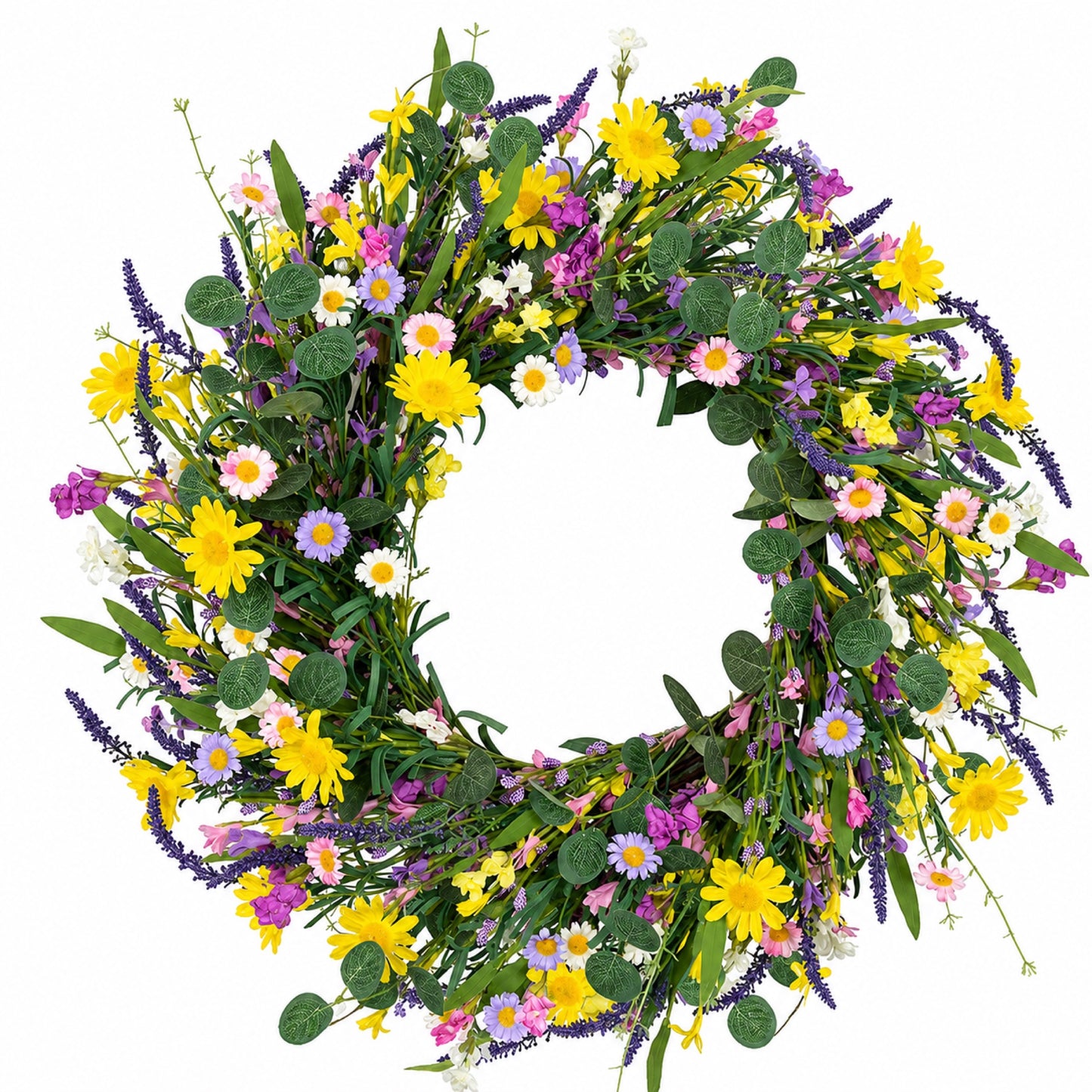 Artificial Daisy Greenery Wreath — view 1