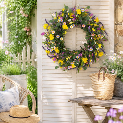 Artificial Daisy Greenery Wreath — view 4