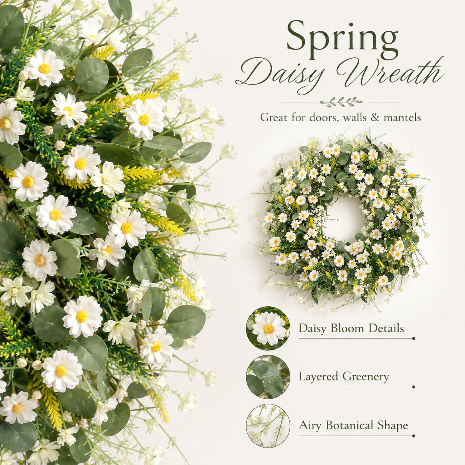 Artificial Daisy Wreath — view 4