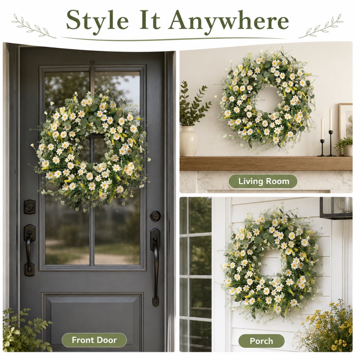 Artificial Daisy Wreath — view 5