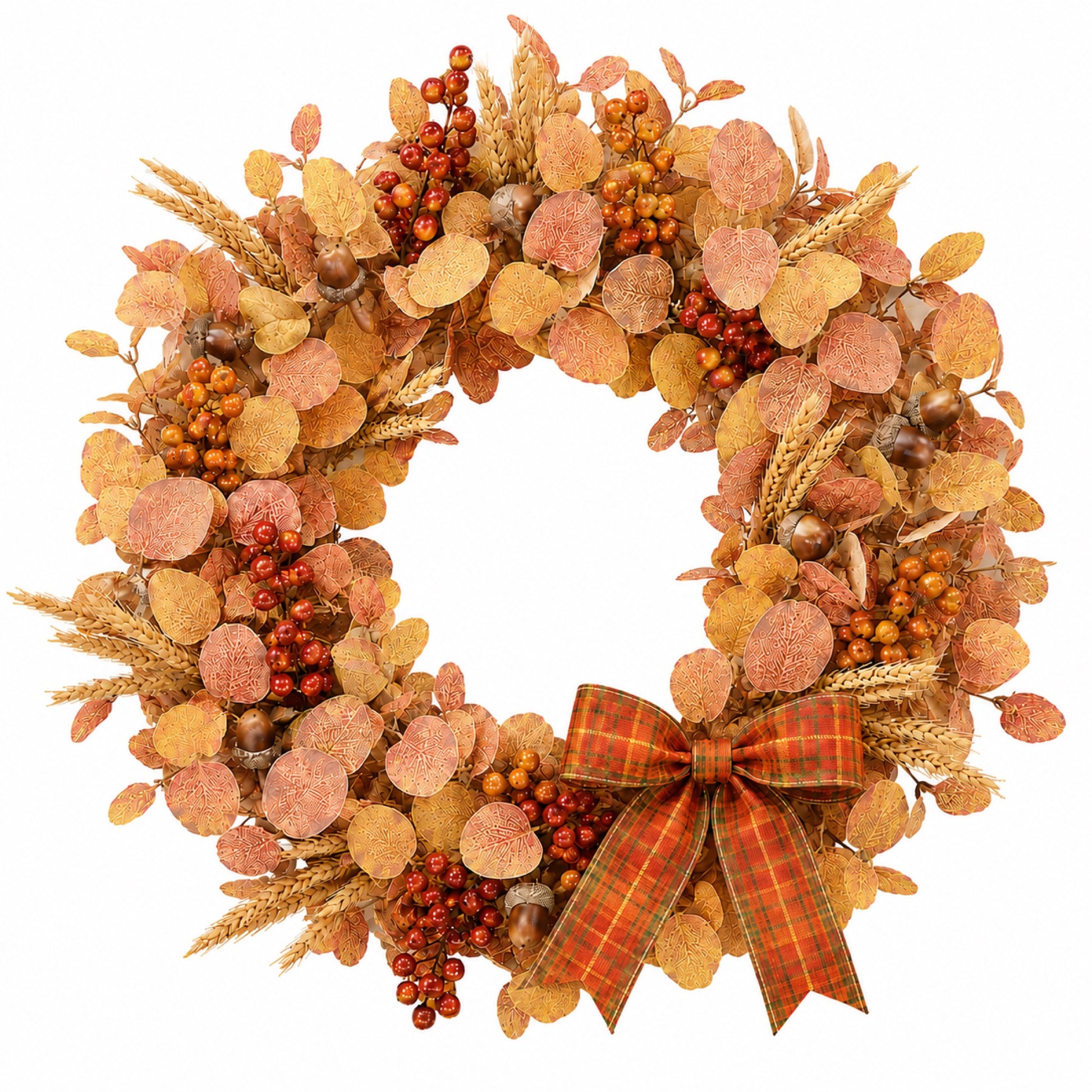 Artificial Eucalyptus Hazelnut Fall Wreath — view 1