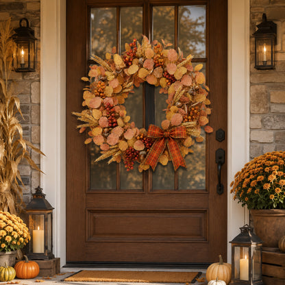 Artificial Eucalyptus Hazelnut Fall Wreath — view 5