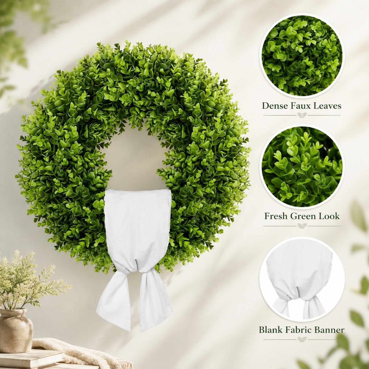 Artificial Eucalyptus Leaf Wreath — view 3