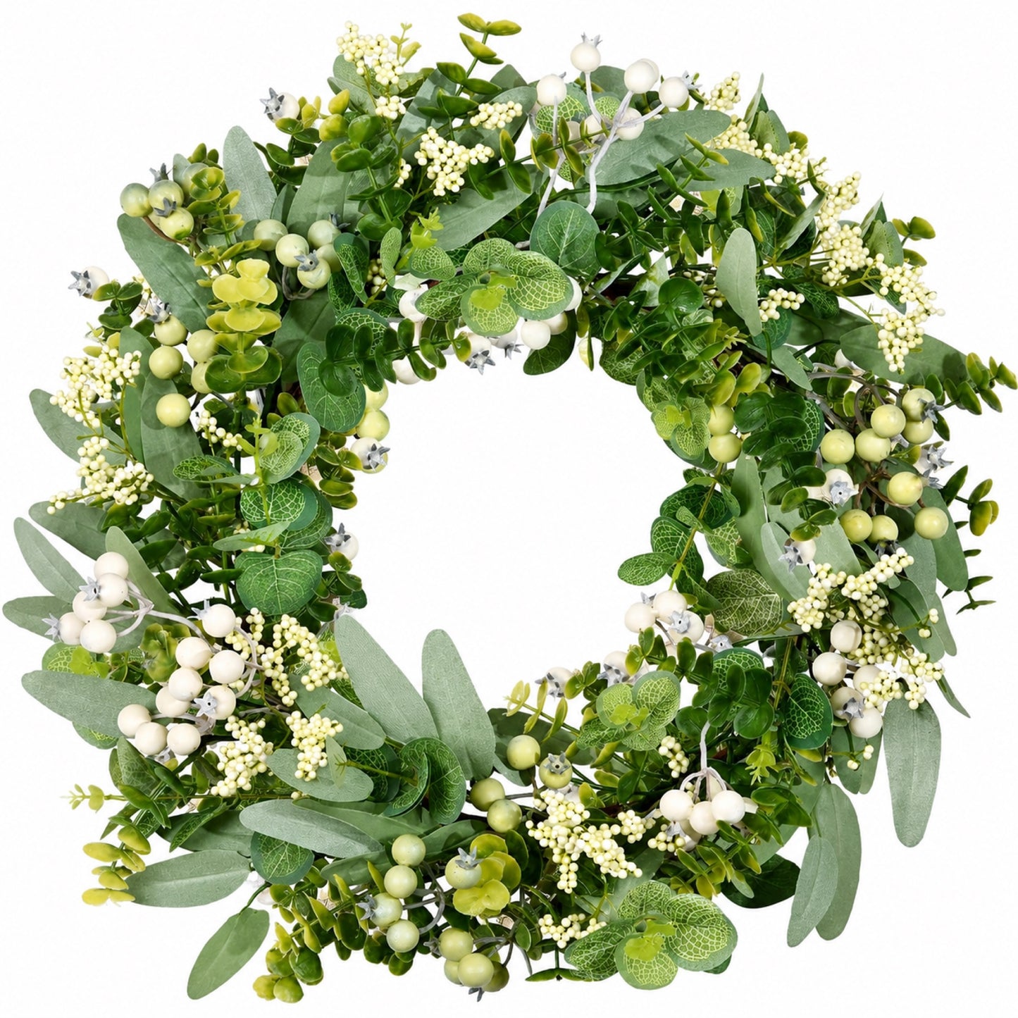 Artificial Eucalyptus Olive Berry Wreath — view 1