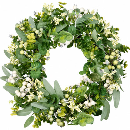 Artificial Eucalyptus Olive Berry Wreath — view 1