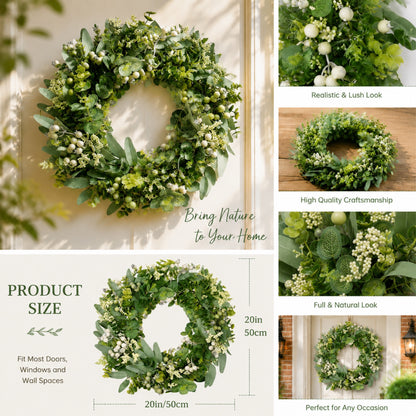 Artificial Eucalyptus Olive Berry Wreath — view 6