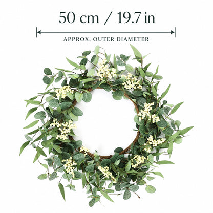 Artificial Eucalyptus Snowberry Wreath — view 2