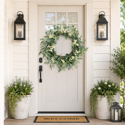 Artificial Eucalyptus Snowberry Wreath — view 4