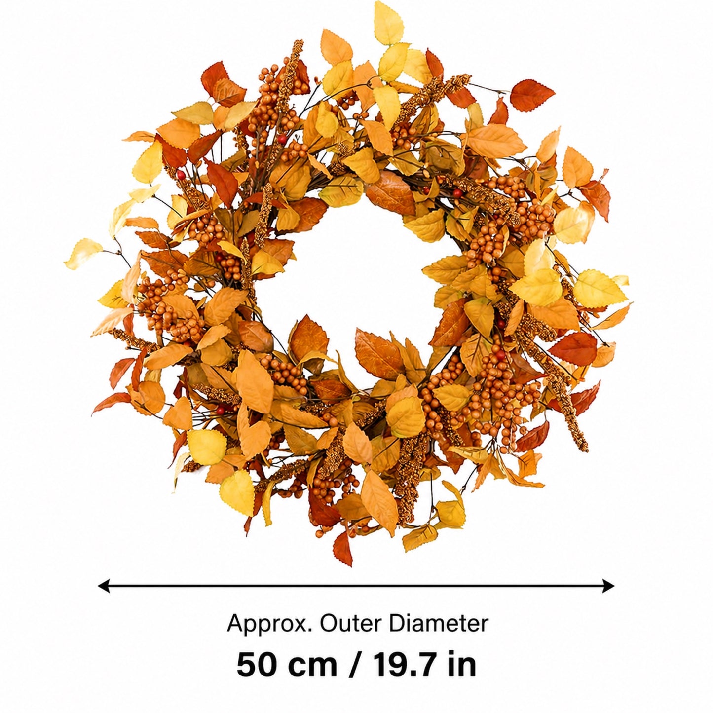 Artificial Eucalyptus Sorghum Fall Wreath — view 2