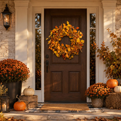 Artificial Eucalyptus Sorghum Fall Wreath — view 4