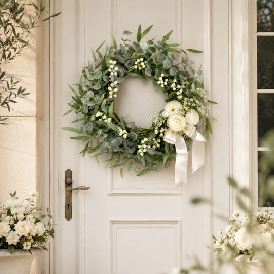 Artificial Eucalyptus White Berry Wreath — view 2