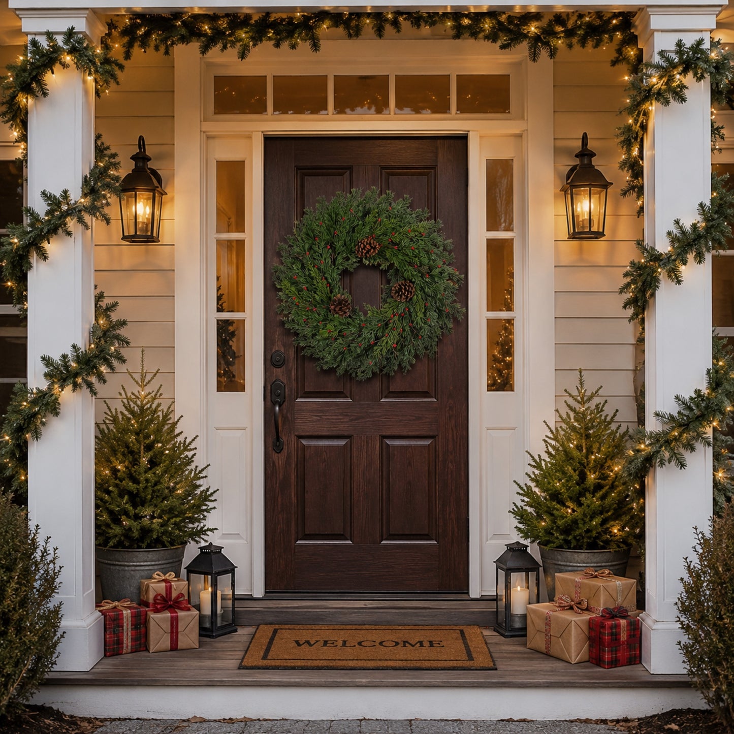 Artificial Evergreen Pine Pinecone Wreath — view 5