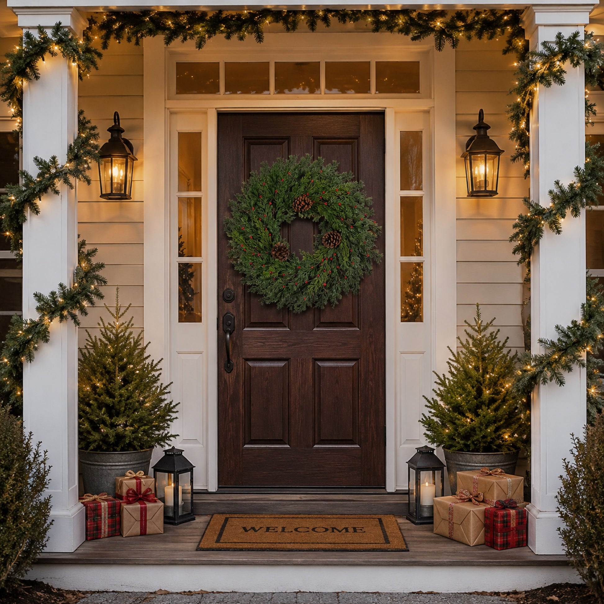 Artificial Evergreen Pine Pinecone Wreath — view 5