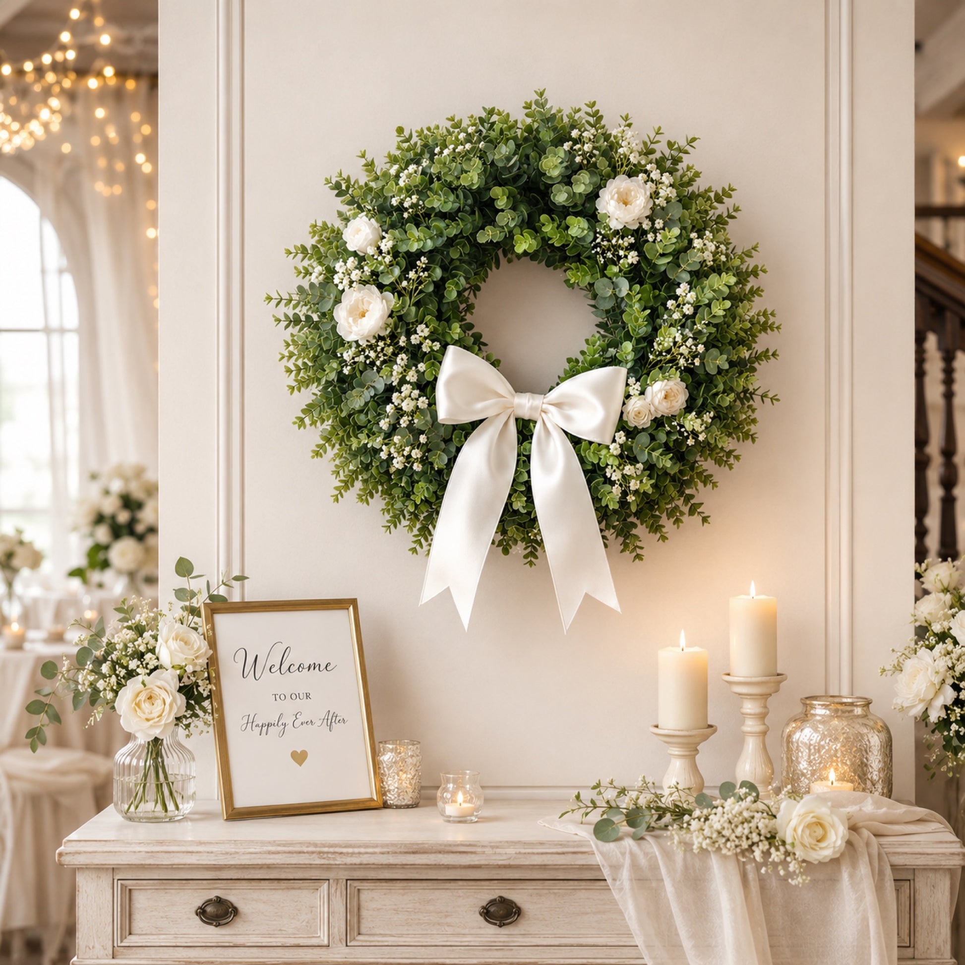 Artificial Gardenia Wreath — view 1