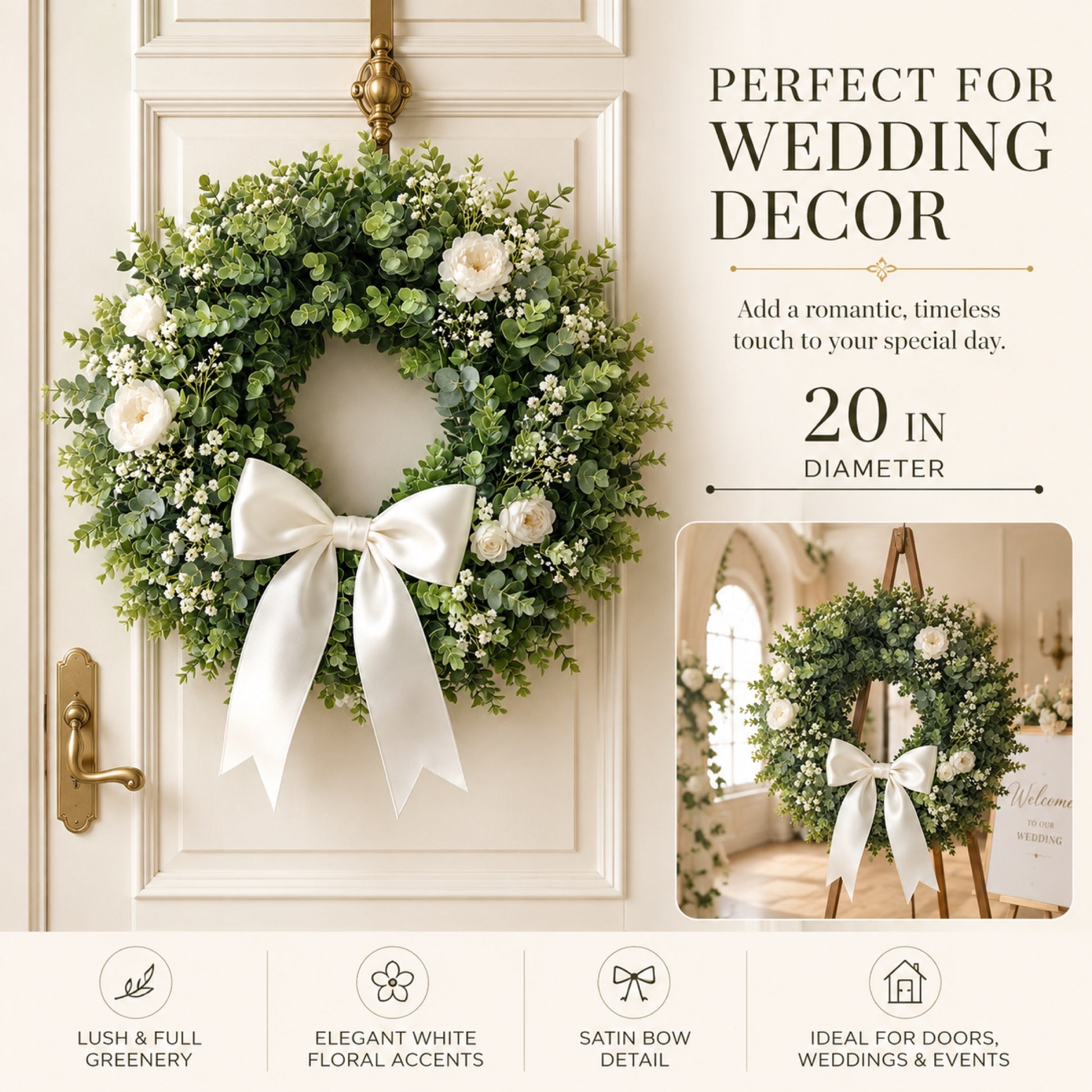 Artificial Gardenia Wreath — view 4