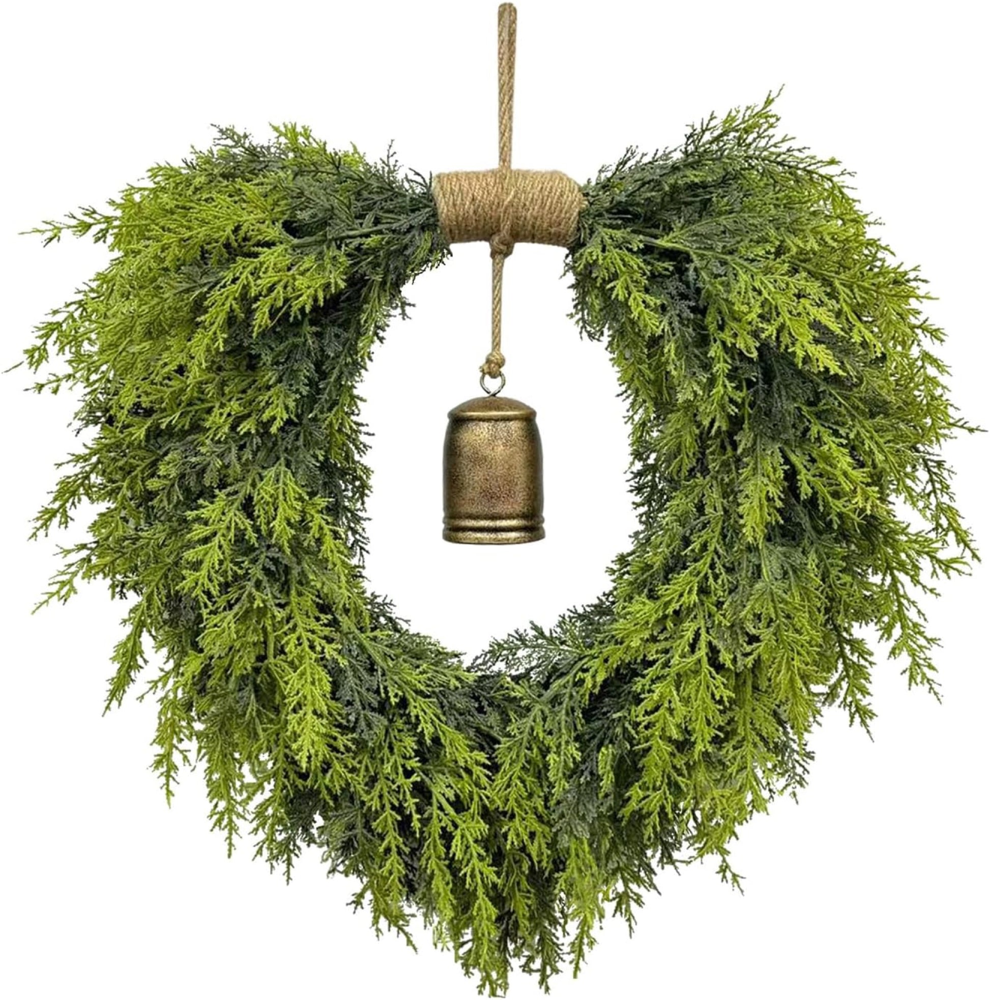 Artificial Heart Shaped Greenery Bell Wreath — view 1