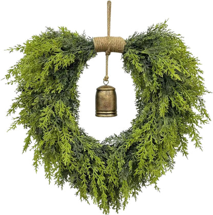 Artificial Heart Shaped Greenery Bell Wreath — view 1