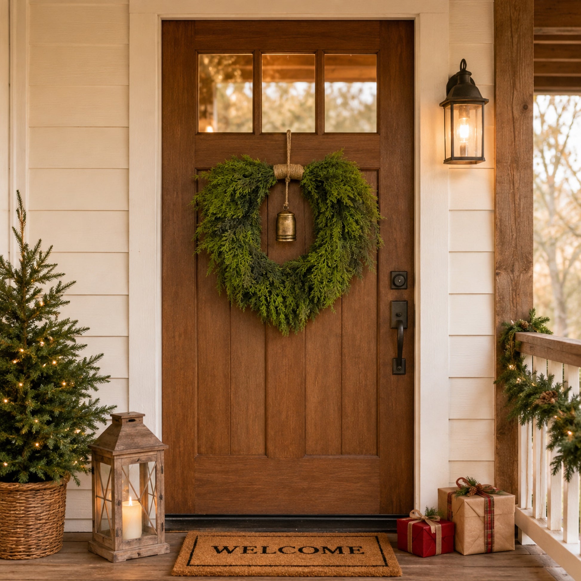 Artificial Heart Shaped Greenery Bell Wreath — view 3