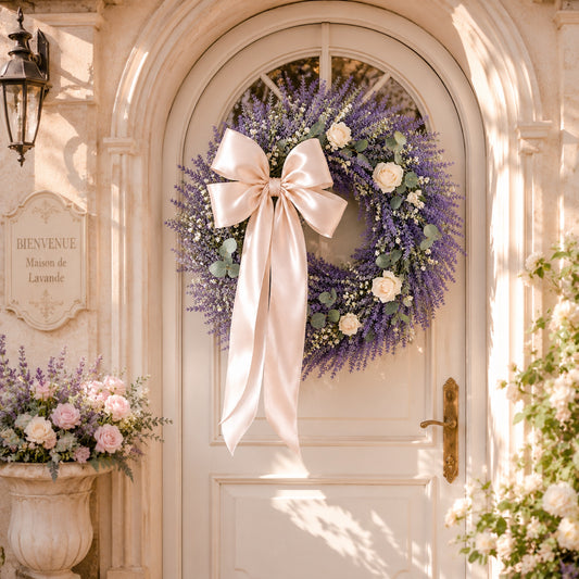 Artificial Lavender White Rose Wreath — view 2