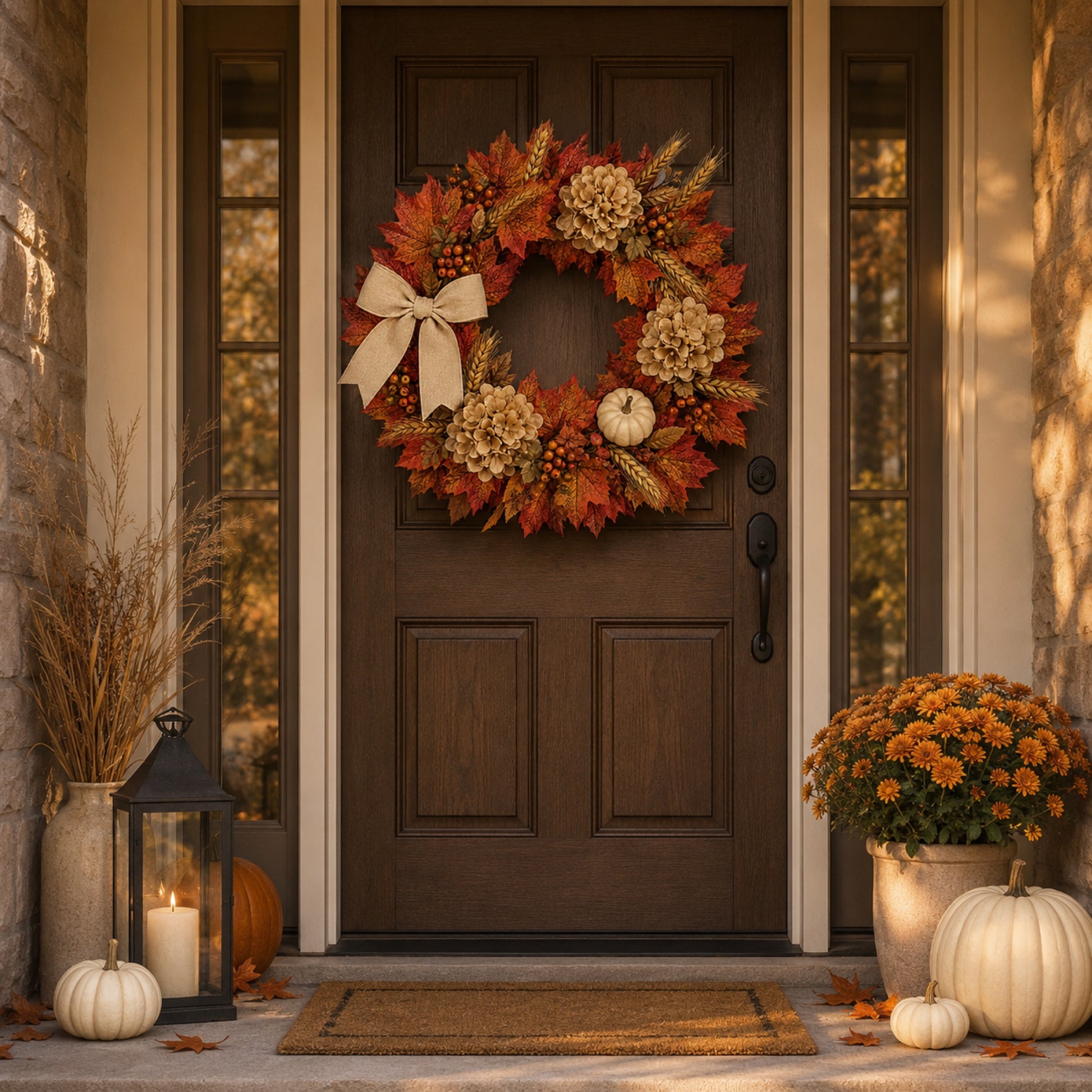 Artificial Maple Hydrangea Fall Wreath — view 3