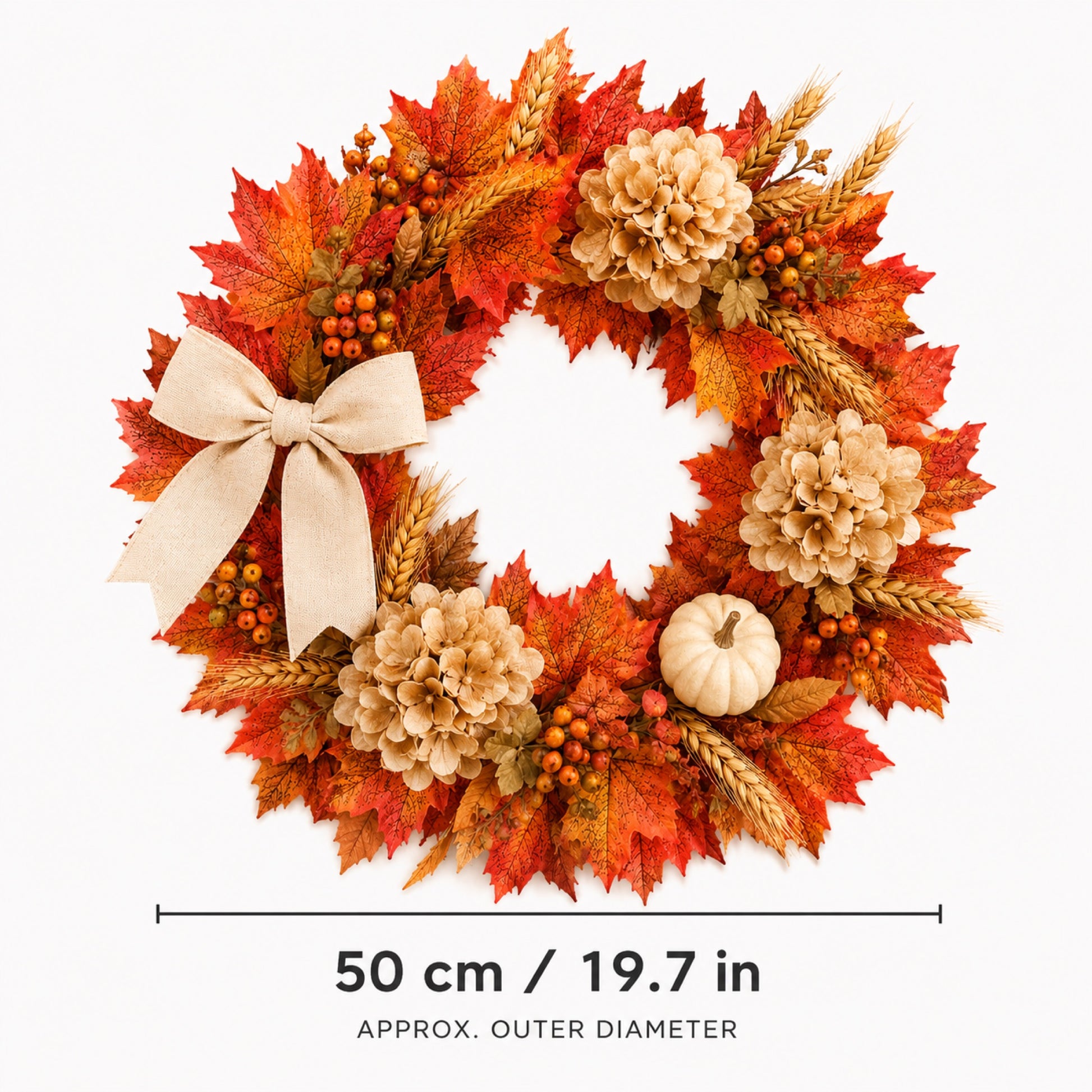 Artificial Maple Hydrangea Fall Wreath — view 5