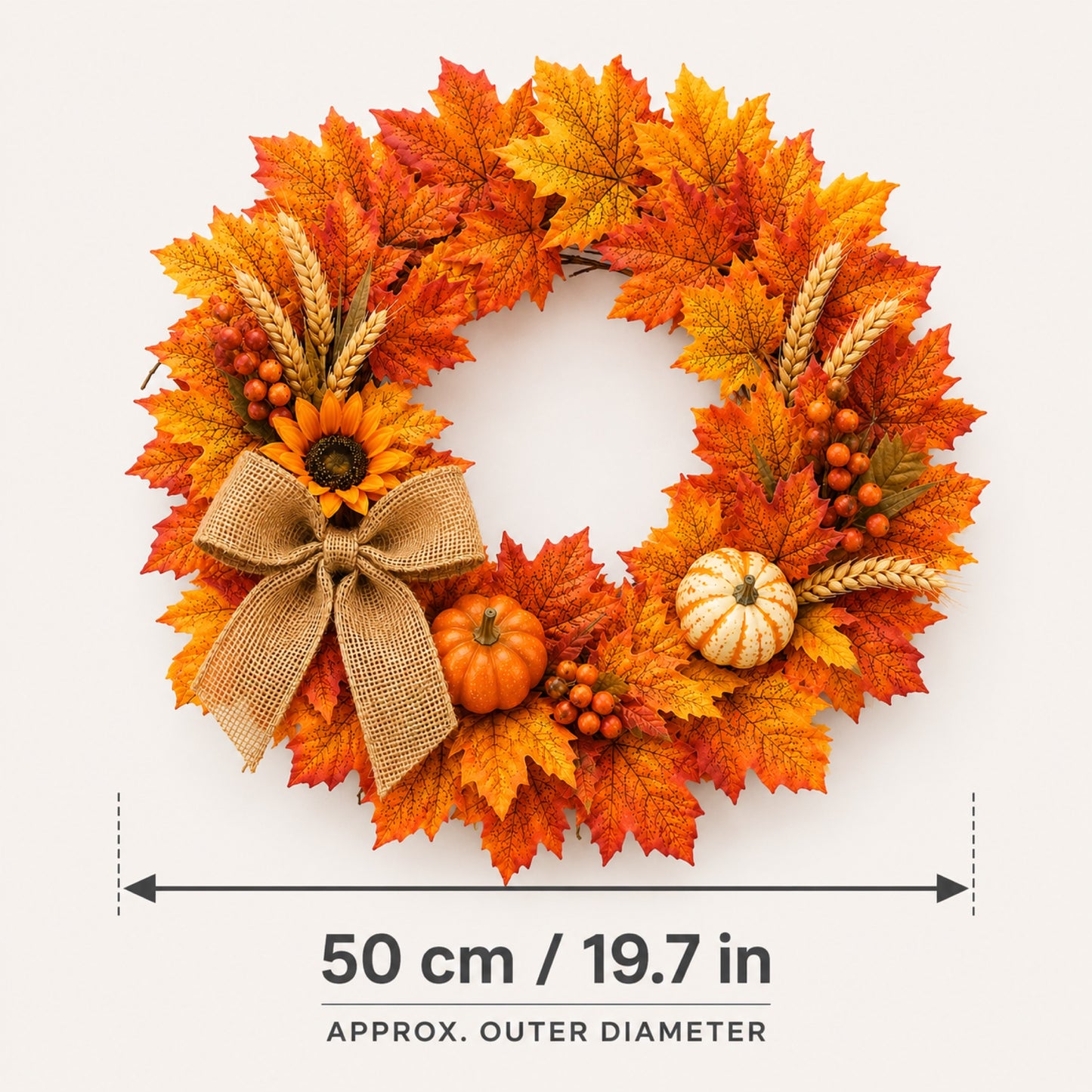 Artificial Maple Pumpkin Fall Wreath — view 5