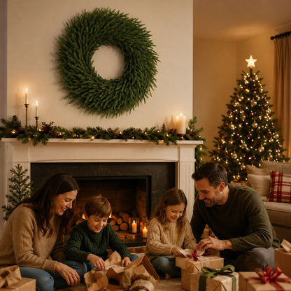 Artificial Norfolk Pine Christmas Wreath — view 2