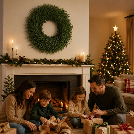 Artificial Norfolk Pine Christmas Wreath — view 2