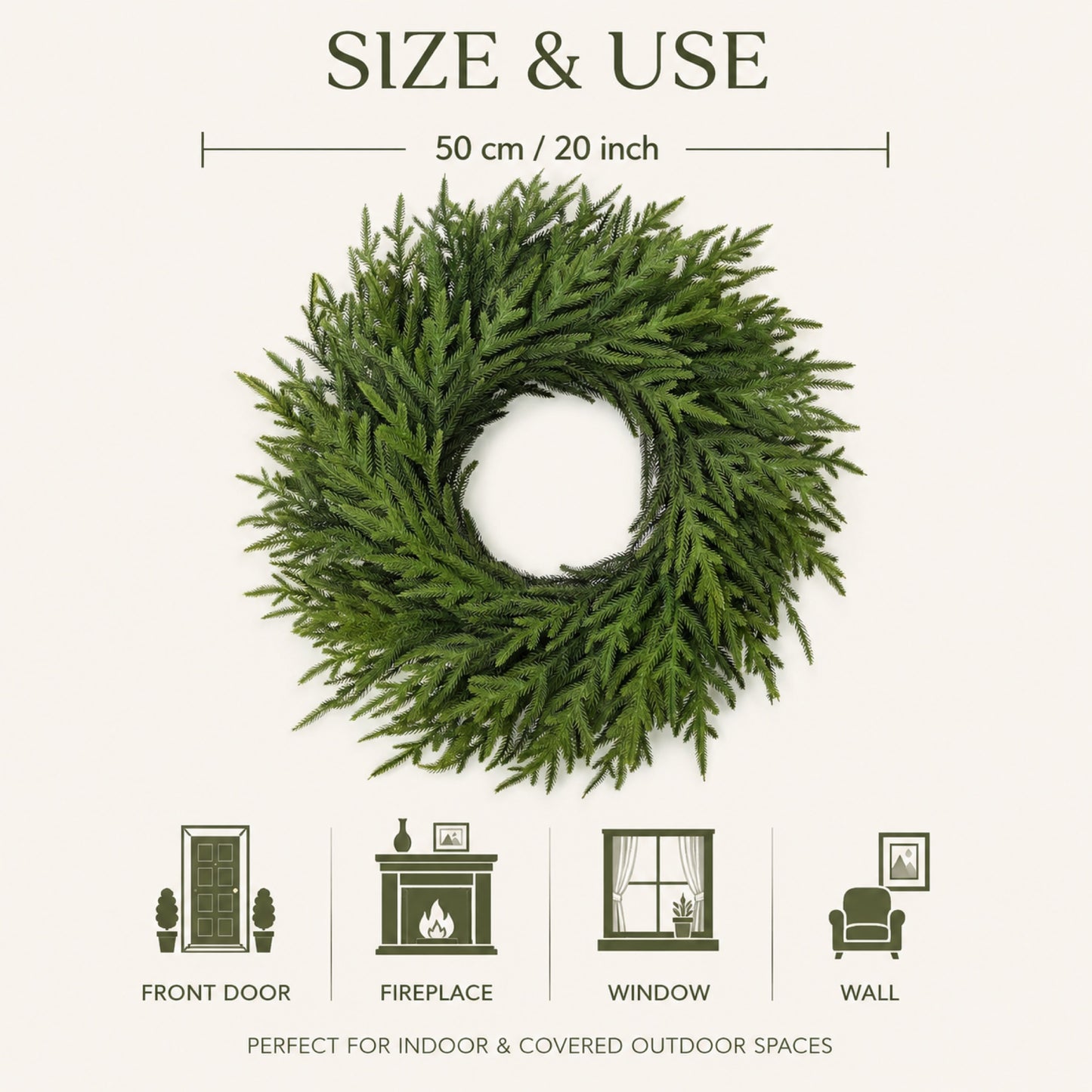Artificial Norfolk Pine Christmas Wreath — view 5