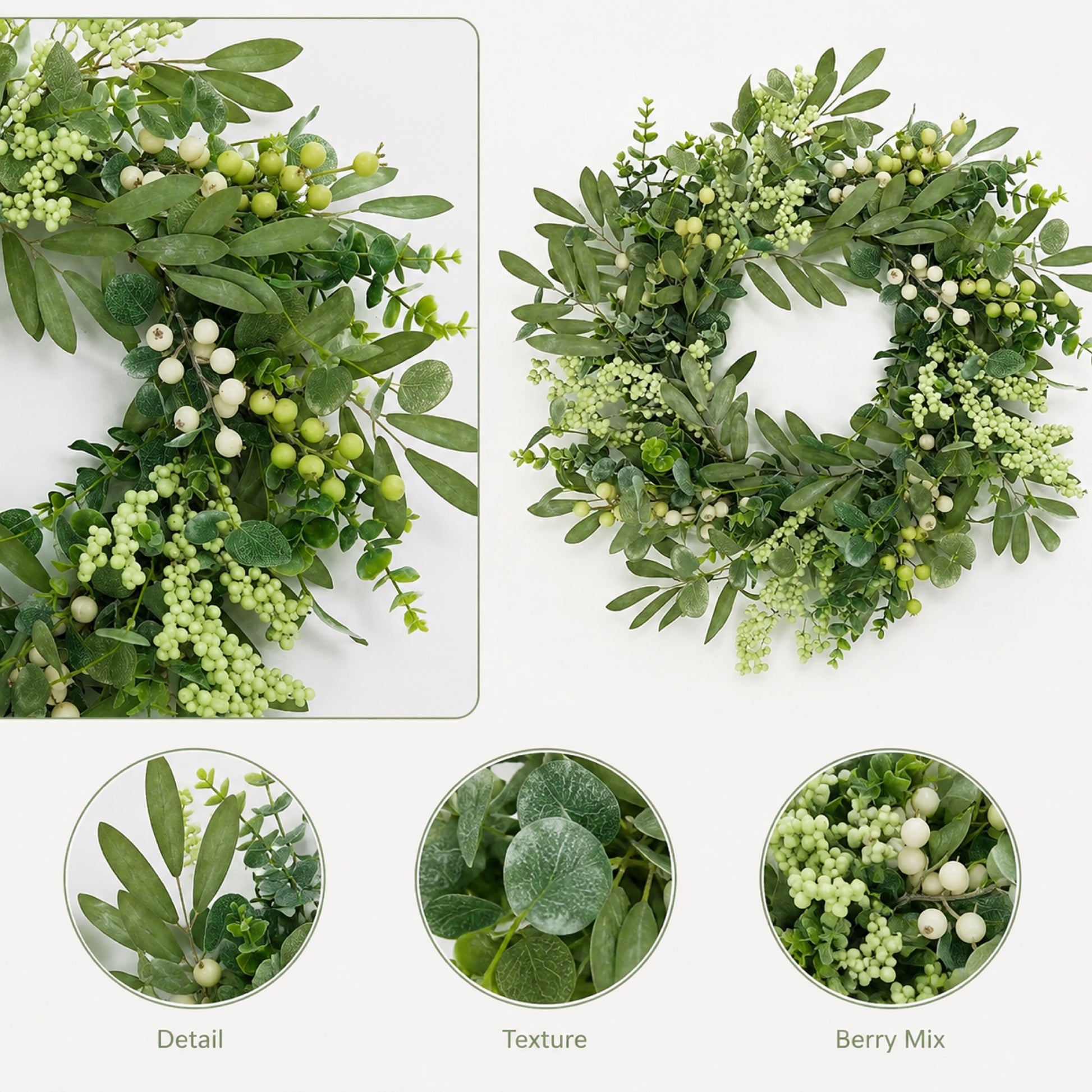 Artificial Olive Berry Wreath — view 4